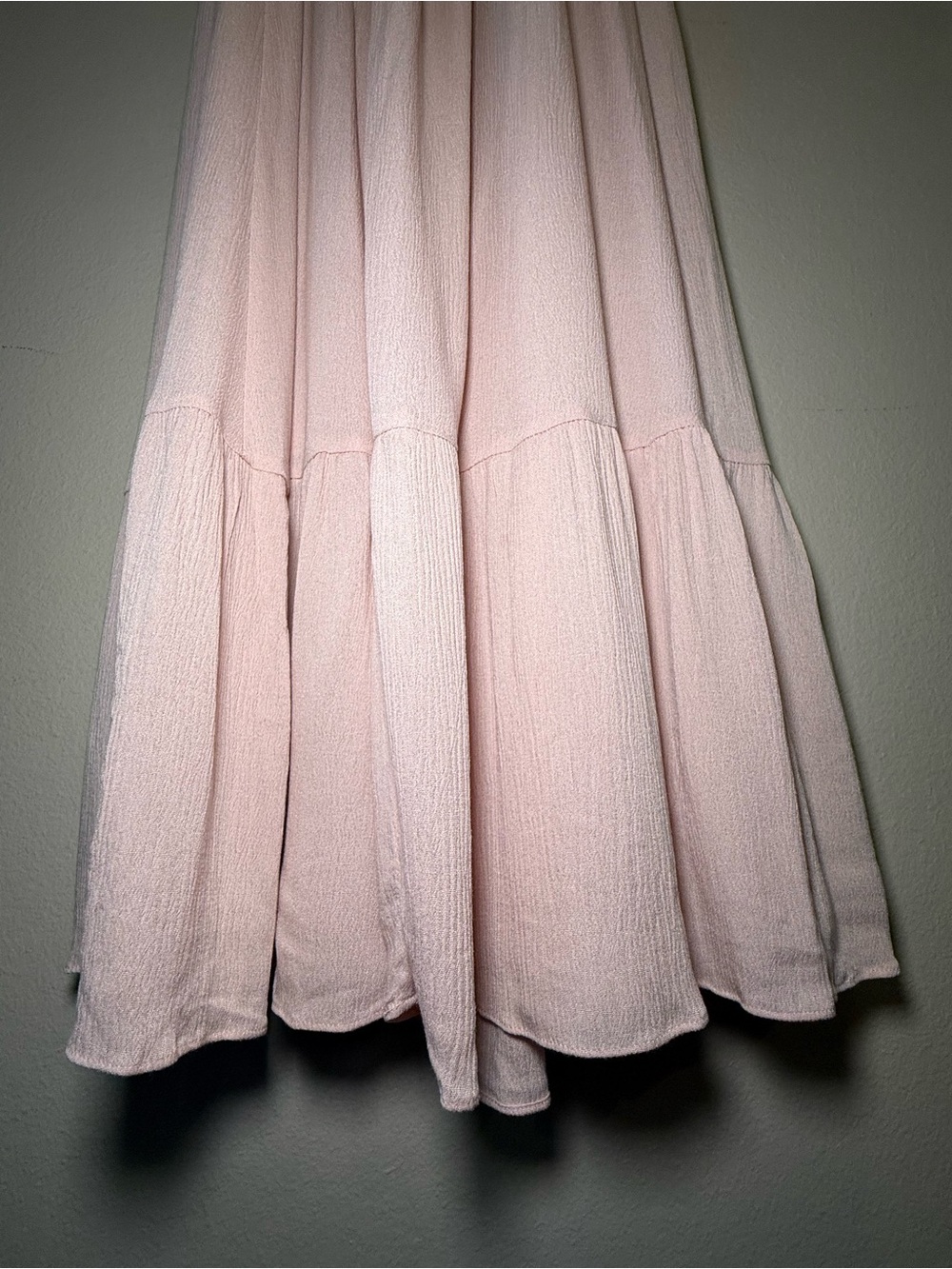 NWT Dress Day Pink Smocked Puff Sleeve Boho Tiered Maxi Maternity Photoshoot Sm - Picture 5 of 11